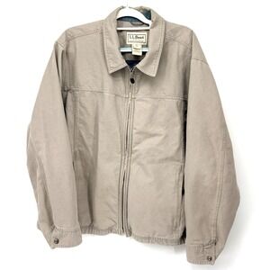 LL Bean Canvas Field Jacket Men XXL Gray Distressed Full Zip